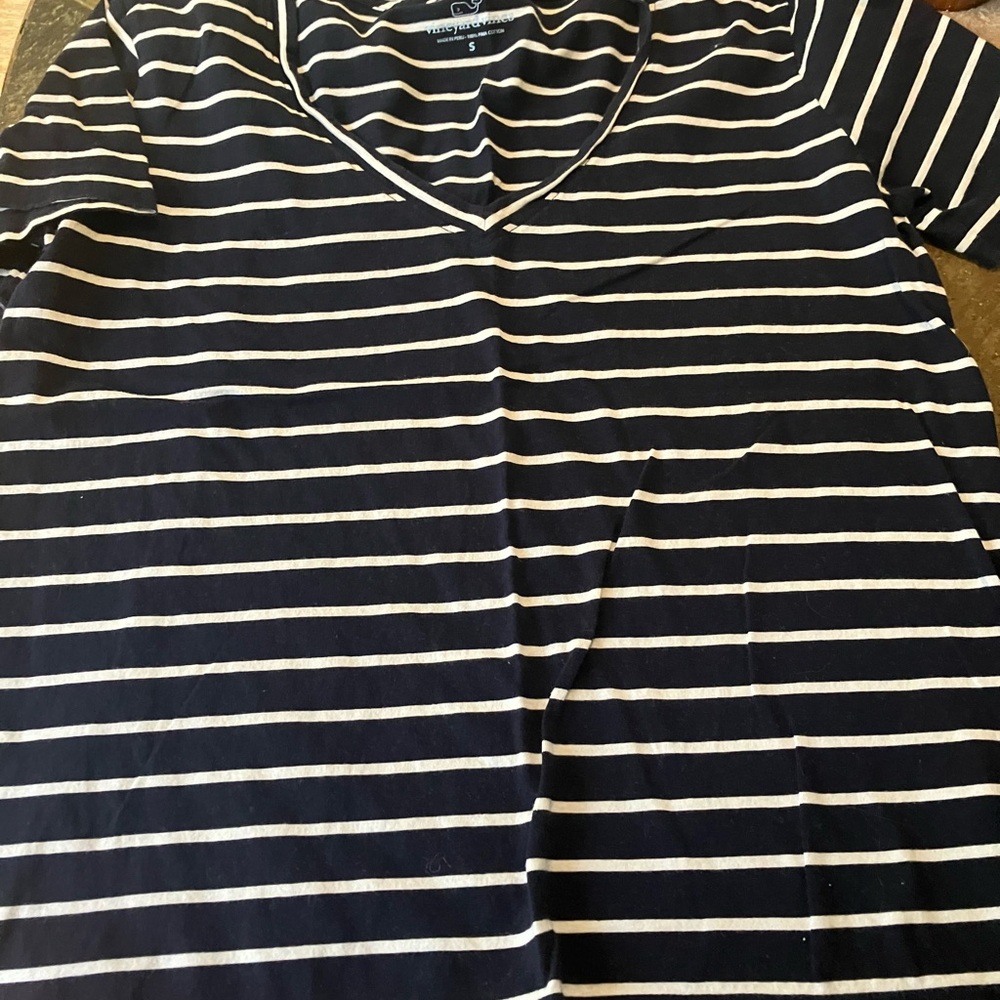 Vineyard Vines Navy and Cream Striped Tee